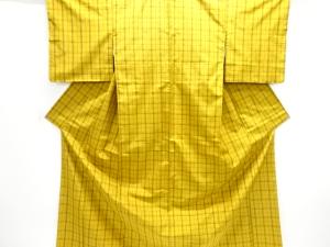 未使用品　本場黄八丈　格子織り出し着物